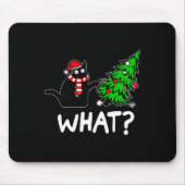 Fun Naughty Black Cat Pushing Weihnachtsbaum über Mousepad (Vorne)