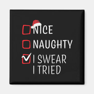 Fun Naughty Nice Weihnachtsfamilie Pajama Männer F Magnet
