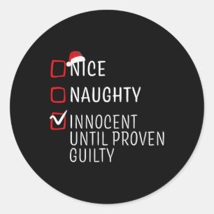 Fun Naughty Nice Weihnachtsfamilie Pajama Männer F Runder Aufkleber