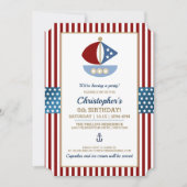 Fun Nautic Thema Geburtstagsparty Einladung (Vorderseite)