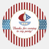 Fun Nautic Thema Geburtstagsparty Runder Aufkleber (Vorderseite)