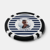 Fun Nautical Blue Streifen Personalisiertes Foto Pokerchips (Einzeln)