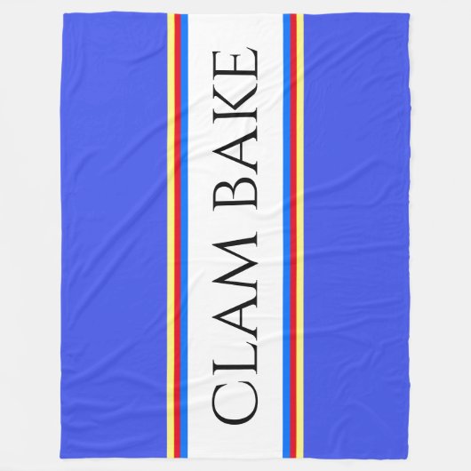 Fun Nautical Blue White Stripes CLAM BAKE Text Fleecedecke (Vorderseite)