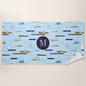 Fun nautical boating pattern A Day on River Strandtuch (Vorderseite)