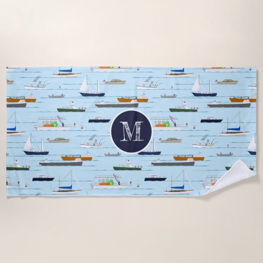 Fun nautical boating pattern A Day on River Strandtuch (Vorderseite)