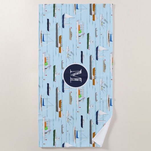 Fun nautical boating pattern A Day on River Strandtuch (Vorderseite)