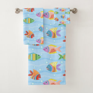 Fun Nautical Fish Pattern Badhandtuch Set
