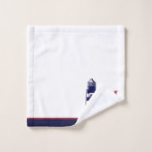 Fun Nautical Red White Navy Blue Stripe Leuchtturm Badhandtuch Set (Waschlappen)
