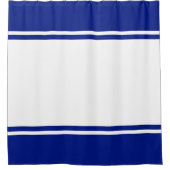 Fun Nautical Royal Blue Wide White Racing Streifen Duschvorhang (Vorderseite)