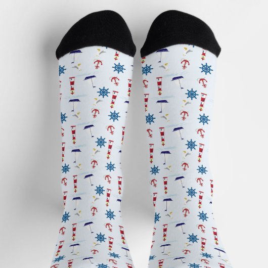 Fun Nautical Sailboat and Lighthouse Socken (Oben)