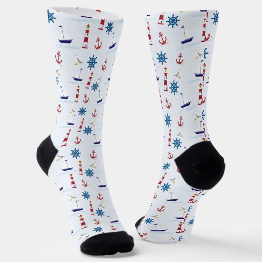 Fun Nautical Sailboat and Lighthouse Socken (Gewinkelt)