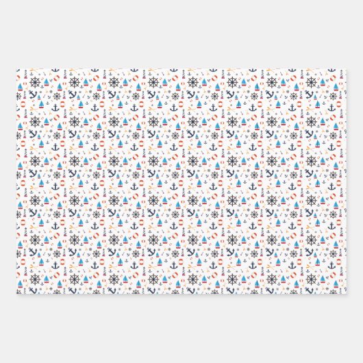 Fun Nautical Sailboat Leuchtturm Ozeanmuster Geschenkpapier Set (Vorderseite 3)