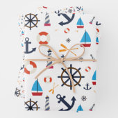 Fun Nautical Sailboat Leuchtturm Ozeanmuster Geschenkpapier Set (Beispiel)