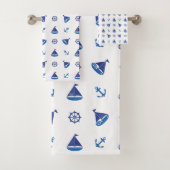 Fun Nautical Sailboat Pattern Badhandtuch Set (Insitu)