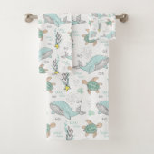 Fun Nautical WhalSea Turtle Pattern Badhandtuch Set (Insitu)