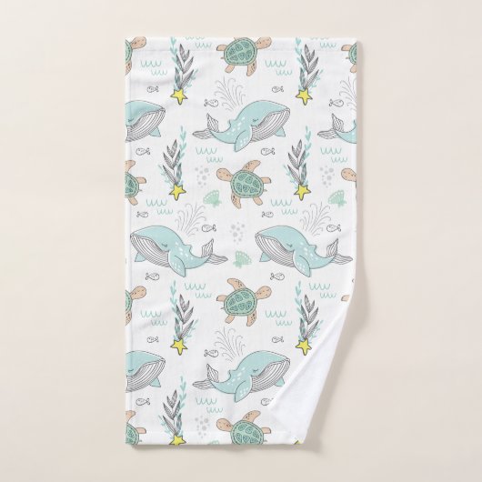 Fun Nautical WhalSea Turtle Pattern Badhandtuch Set (Handtuch)