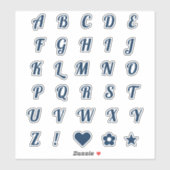 Fun Navy Blue Alphabet Initial Monogram Letters Aufkleber (Blatt)