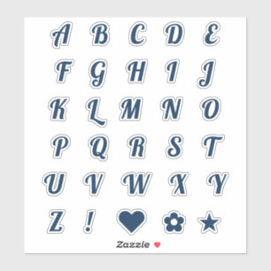 Fun Navy Blue Alphabet Initial Monogram Letters Aufkleber
