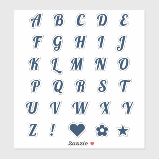 Fun Navy Blue Alphabet Initial Monogram Letters Aufkleber (Blatt)
