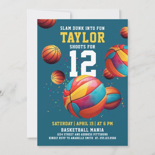 Fun Navy Blue Basketball Team MVP Bold Typo Einladung (Vorderseite)