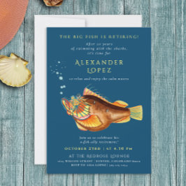 Fun Navy Blue Big Fish Boss Rereifen Aquarellfisch Einladung