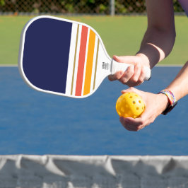 Fun Navy Color Block Orange Yellow Racing Stripes Pickleball Schläger