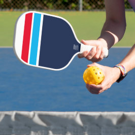 Fun Navy White Hright Red Sky Blue Racing Streifen Pickleball Schläger
