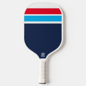Fun Navy White Hright Red Sky Blue Racing Streifen Pickleball Schläger (Rückseite)