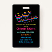 Fun Neon 80's Music Birthday Party Abzeichen Ausweis (Vorderseite)