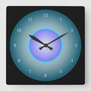 Fun Neon Aqua/Lila/blau Quadratische Wanduhr