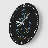 Fun Neon Boat Anchor Große Wanduhr (Winkel)