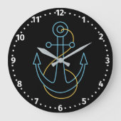 Fun Neon Boat Anchor Große Wanduhr (Vorderseite)