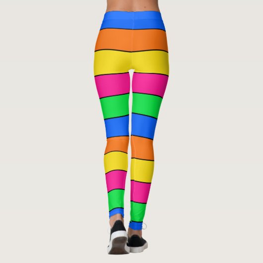 FUN NEON FARBFLUORESCENT STRIPE PATTERMONOGRAM LEGGINGS (Rückseite)