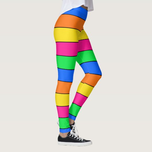 FUN NEON FARBFLUORESCENT STRIPE PATTERMONOGRAM LEGGINGS (Rechts)