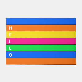 FUN NEON FLUORESCENT FARBSTRIPE LINIEN HELLO TEXT FUßMATTE