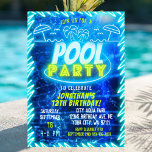 Fun Neon Glow Blue Green Pool Party Boys Geburtsta Einladung<br><div class="desc">Helles Neon-Glühen Party-Design in Neon-Blau und Grün,  ideal für Innen- oder Außenschwimmbecken Party für Jungen und Mädchen.</div>
