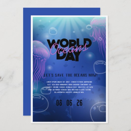 Fun Neon Glow Blue Green Pool Party Boys Geburtsta Einladung (Vorne/Hinten)