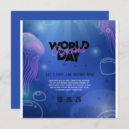 Fun Neon Glow Blue Green Pool Party Boys Geburtsta Save The Date (Vorne/Hinten)