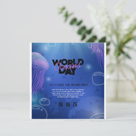 Fun Neon Glow Blue Green Pool Party Boys Geburtsta Save The Date (Stehend Vorderseite)