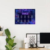 Fun Neon Glow Geburtstag herunterladbare Sitzkarte Poster (Heimbüro)