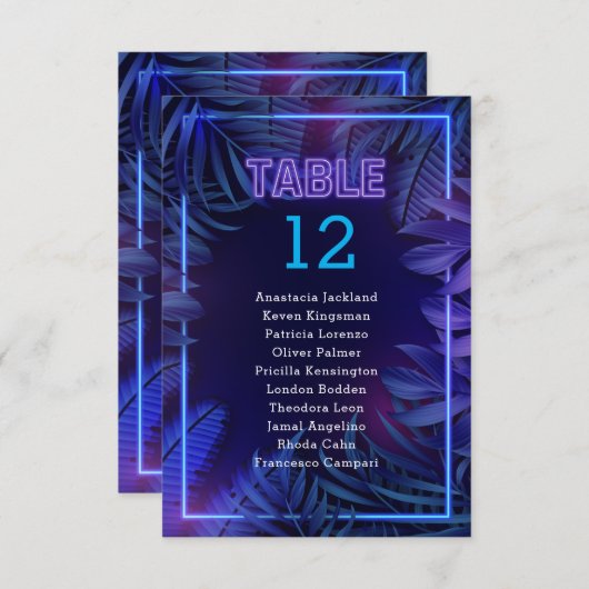 Fun Neon Glow Party Escort Tischnummer (Vorne/Hinten)