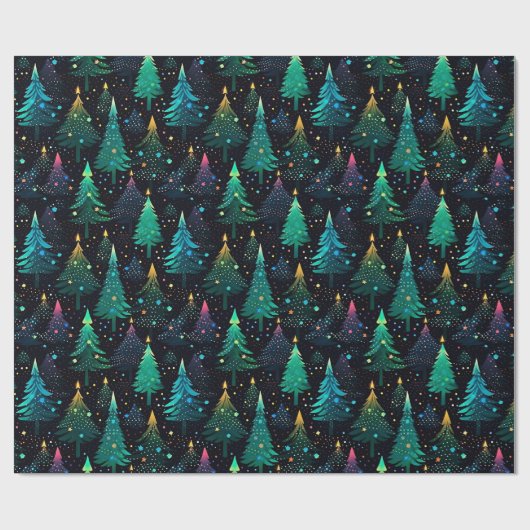 Fun Neon Niedlicher Weihnachtsbaum Geschenkpapier (Flach)