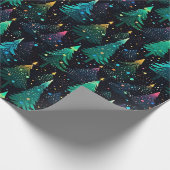 Fun Neon Niedlicher Weihnachtsbaum Geschenkpapier (Ecke)