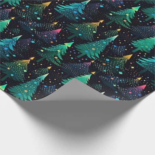 Fun Neon Niedlicher Weihnachtsbaum Geschenkpapier (Ecke)