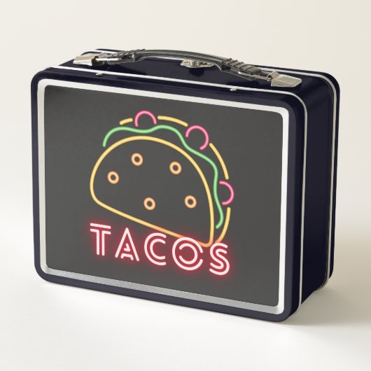 Fun Neon Tacos Symbol Metall Brotdose (Rückseite)