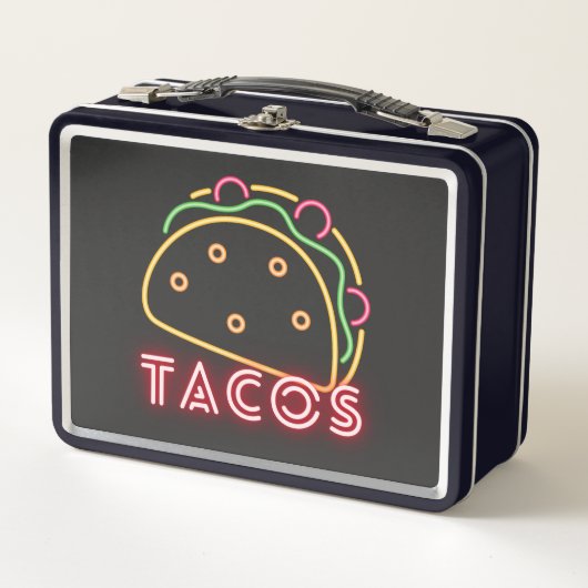 Fun Neon Tacos Symbol Metall Brotdose (Vorderseite)