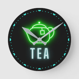 Fun Neon Teapot Runde Wanduhr