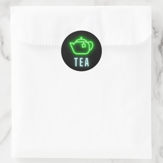 Fun Neon Teapot Runder Aufkleber (Tasche)
