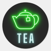 Fun Neon Teapot Runder Aufkleber (Vorderseite)