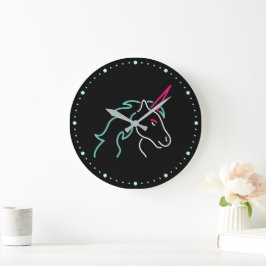 Fun Neon Unicorn Große Uhr
